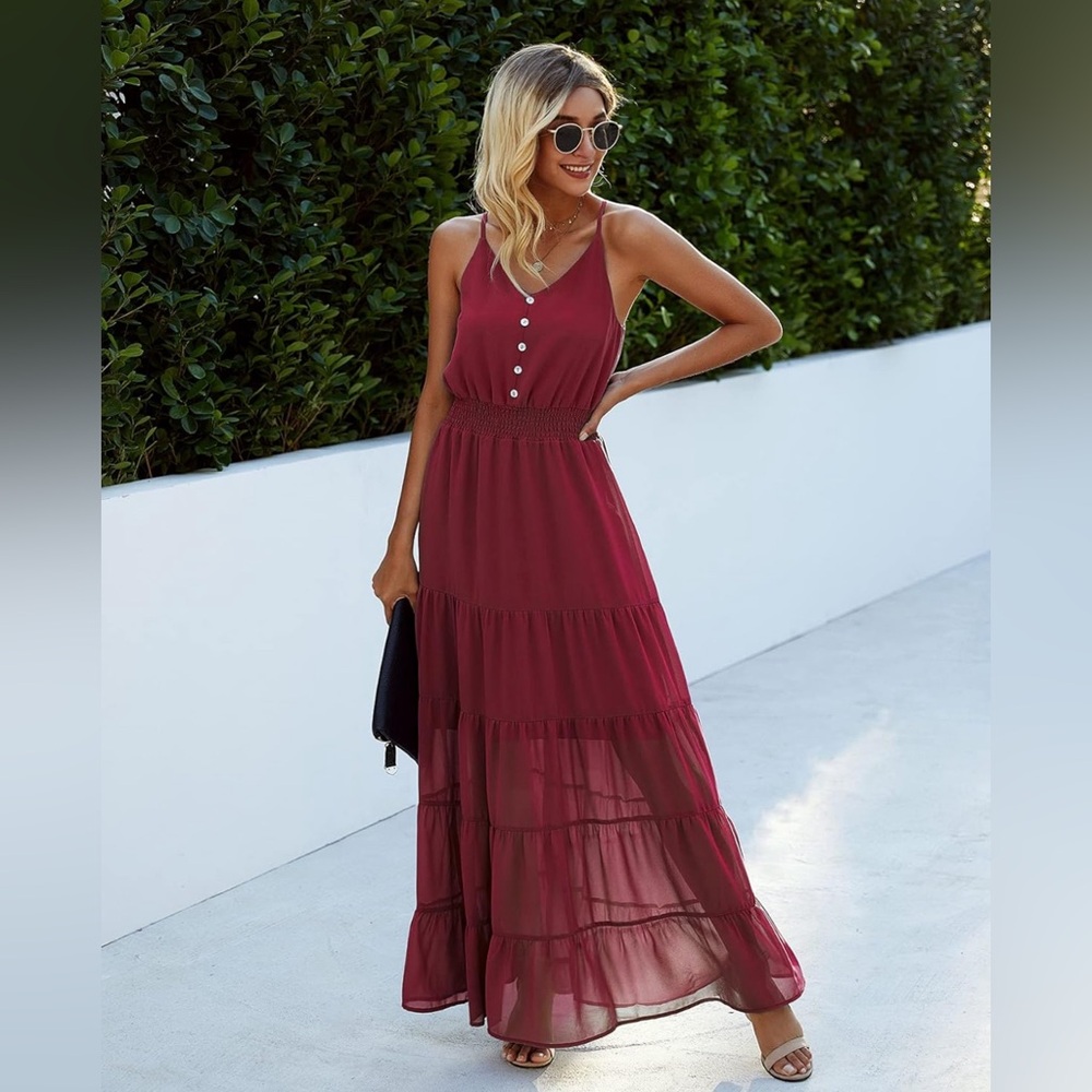 PRETTYGARDEN Womens Summer Spaghetti Strap Sleeveless High Waist Beach Long Maxi